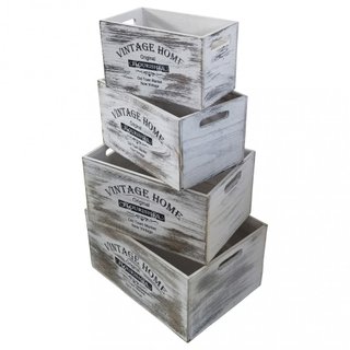 Set 3 Cassette Portaoggetti Rettangolari in Legno