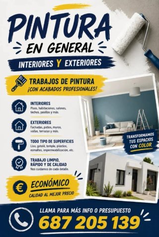 Servicios de Pintura Interiores y Exteriores