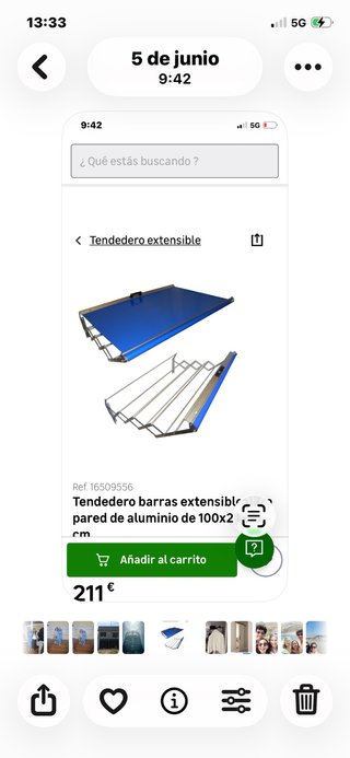 Tendedero extensible aluminio pared
