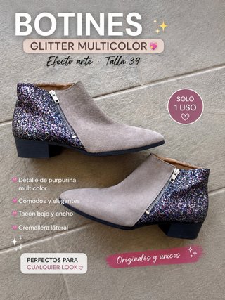 Botines Glitter Multicolor Talla 39