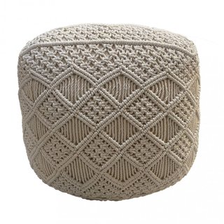 Pouf in Cotone Intrecciato Macramè Bianco 45x45cm