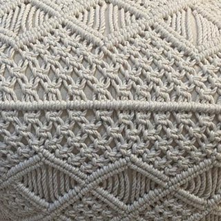 Pouf in Cotone Intrecciato Macramè Bianco 45x45cm