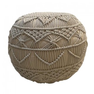 Pouf Poggiapiedi in Cotone Macramè Intrecciato