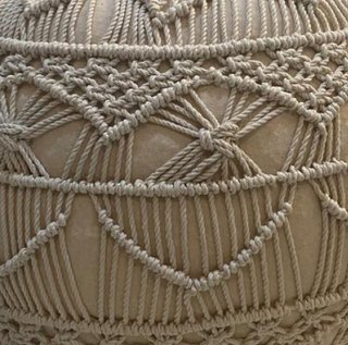Pouf Poggiapiedi in Cotone Macramè Intrecciato