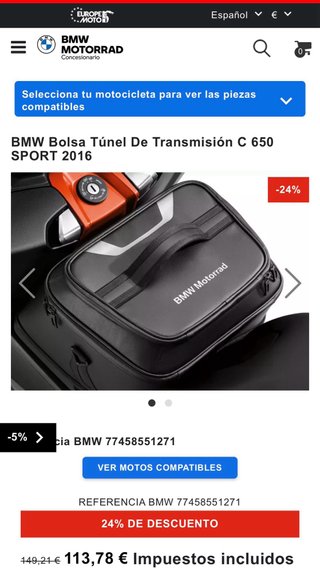 Bolsa BMW C 650 Sport Negra