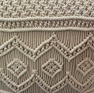 Pouf Quadrato Cotone Intrecciato Macramè 45x45cm