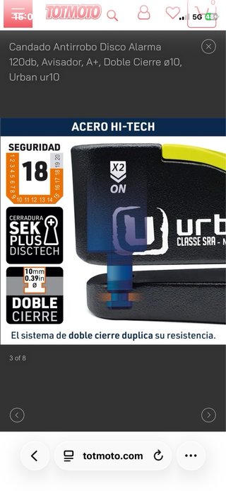 Candado U-Lock Urban Ur10 con 3 llaves.