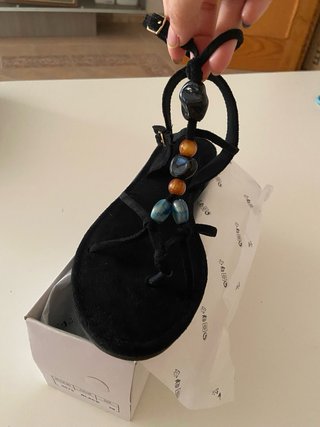 Sandalias Egipcias Antelina Negras