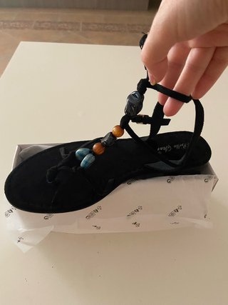 Sandalias Egipcias Antelina Negras
