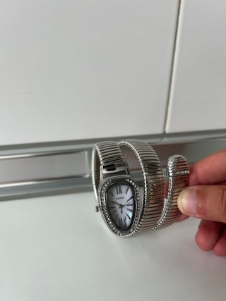 Reloj Serpiente Plateado con Cristales