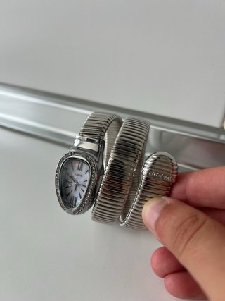 Reloj Serpiente Plateado con Cristales