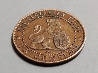 Moneda 1 Céntimo 1870 España - Excelente
