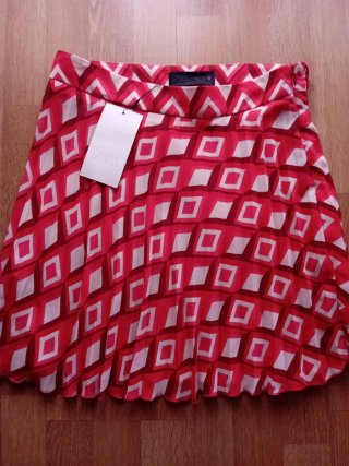 Falda Zara Estampada Cuadros Talla M