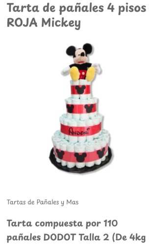 Tarta de pañales Mickey 4 pisos