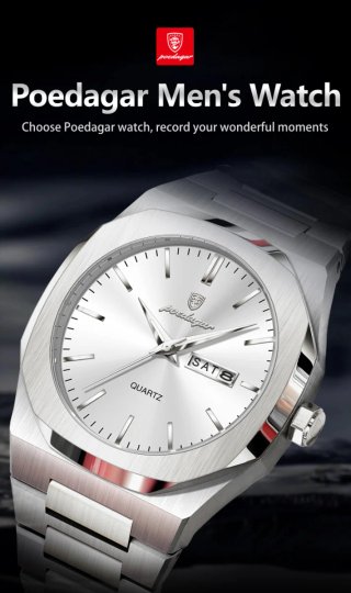 Reloj POEDAGAR Plata y Blanco
