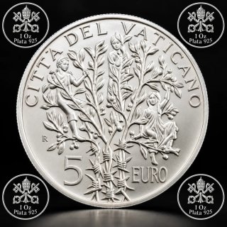 Moneda Vaticano 5 Euros Plata Aniversario WWII