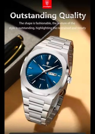 Reloj Poedagar Hombre Esfera Azul Acero