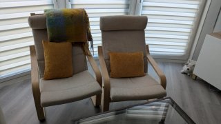 Sillón hamaca Ikea tela y madera