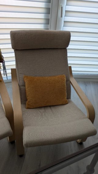 Sillón hamaca Ikea tela y madera