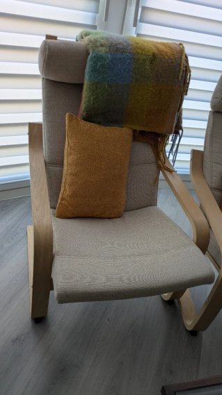 Sillón hamaca Ikea tela y madera