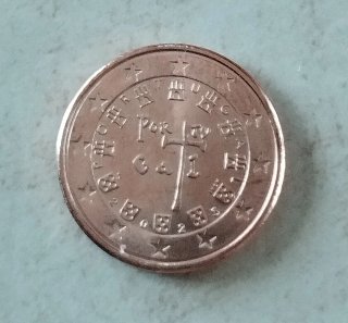 Moneda 1 céntimo de euro Portugal 2025