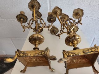 Pareja de Candelabro Bronce Antiguo 5 Brazos