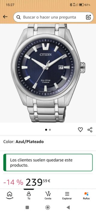 Orologio Citizen Eco-Drive in Titanio Blu