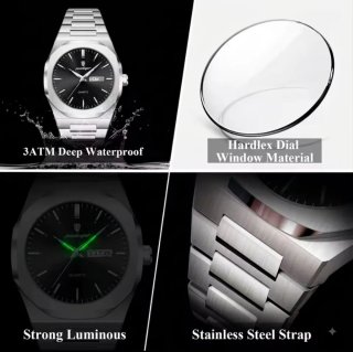 Reloj Poedagar Hombre Negro/Plata