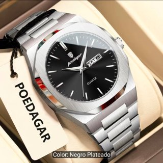 Reloj Poedagar Hombre Negro/Plata