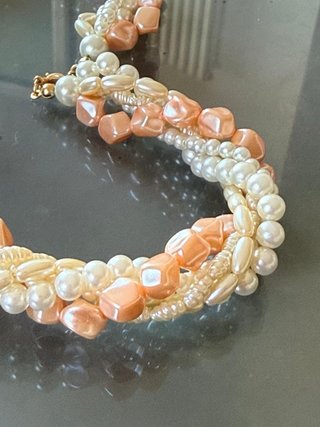 Girocollo Vintage Perline Bianco e Rosa