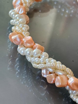 Girocollo Vintage Perline Bianco e Rosa