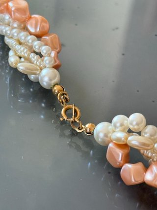 Girocollo Vintage Perline Bianco e Rosa
