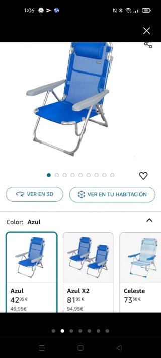 Silla Playa Aktive Reclinable Azul/Gris