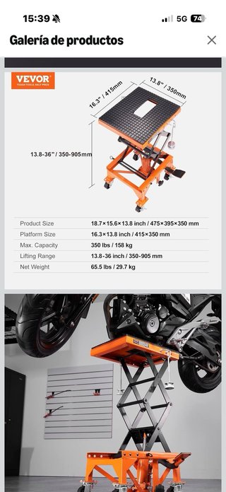 Elevador Tijera VEVOR Moto Hidráulico
