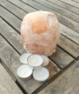 Portavelas de sal del Himalaya