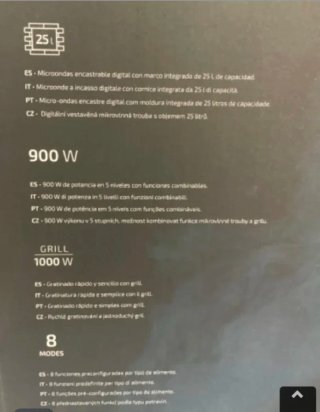 Cecotec Microondas Encastrable GrandHeat 2590
