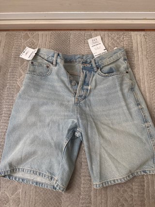 Zara Pantalón Corto Vaquero Azul