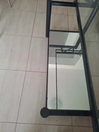Mesa centro elevable cristal y metal negra