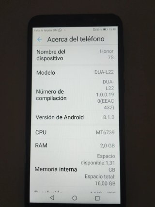 Honor 7S Negro