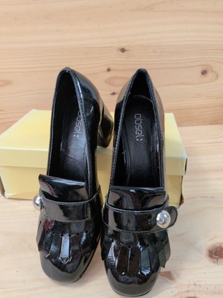 Mocasines Tacón Obsel Mujer 37 Negro Charol