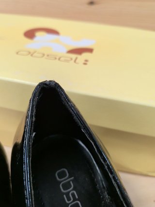 Mocasines Tacón Obsel Mujer 37 Negro Charol