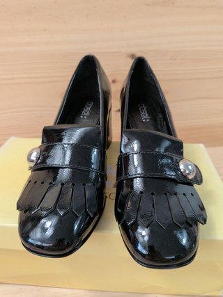 Mocasines Tacón Obsel Mujer 37 Negro Charol