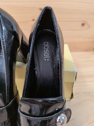 Mocasines Tacón Obsel Mujer 37 Negro Charol