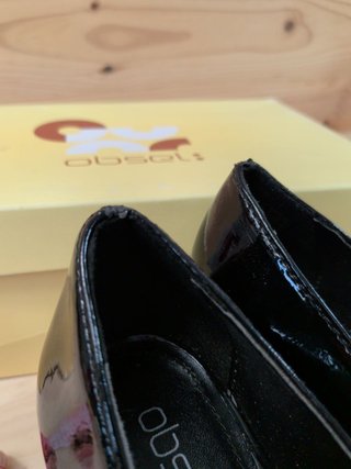 Mocasines Tacón Obsel Mujer 37 Negro Charol