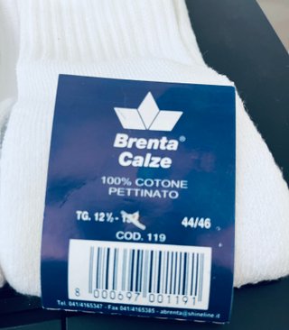 2 Paia Calzettoni in spugna di cotone-Bianco TG 44