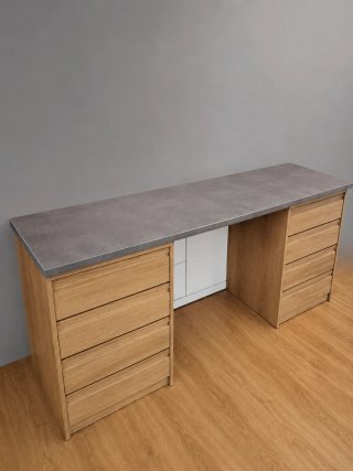 Escritorio madera y piedra