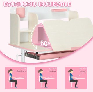 Escritorio y Silla Infantil HOMCOM Rosa