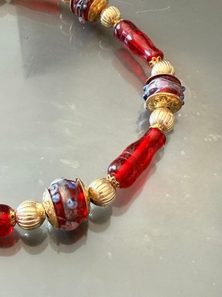 Collana Murano Vetro Artistico Rosso Oro