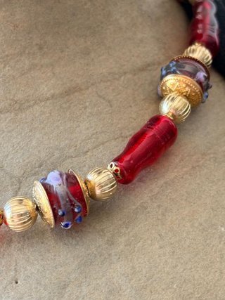 Collana Murano Vetro Artistico Rosso Oro