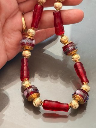 Collana Murano Vetro Artistico Rosso Oro